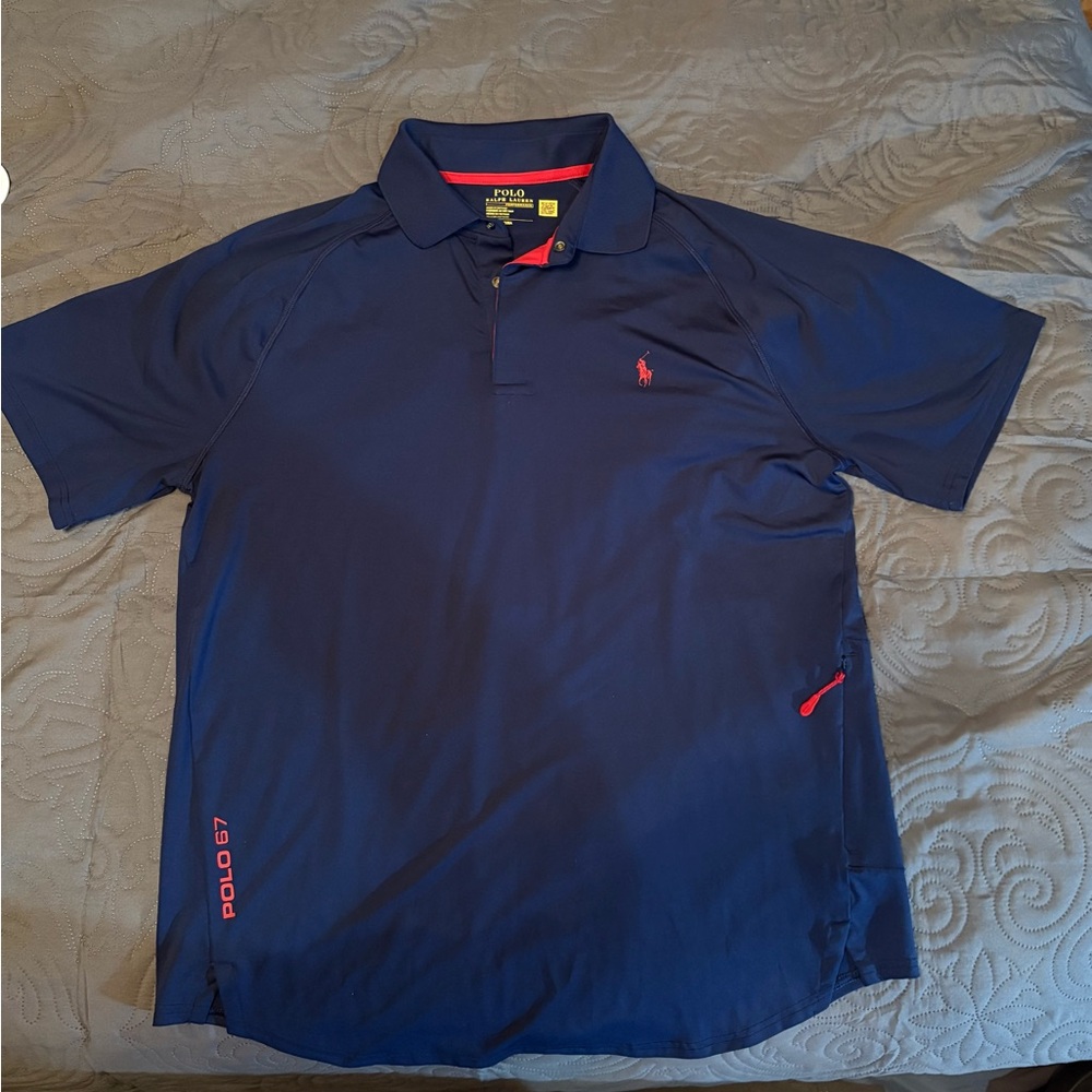 Polo Ralph Lauren Men's Dark Blue Custom Slim Fit Performance Polo Shirt L NWOT